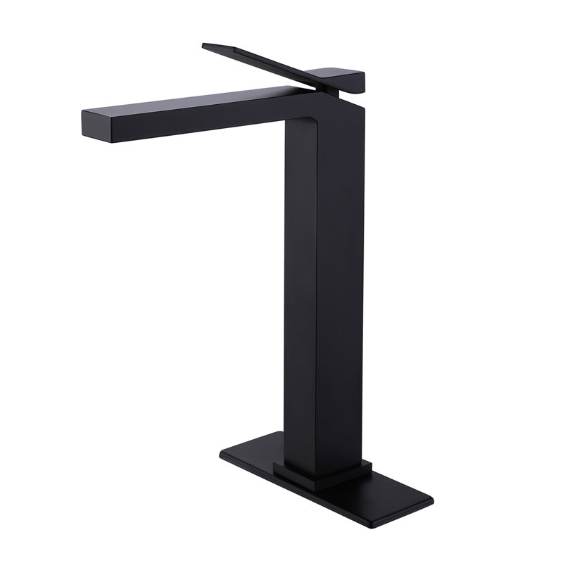 Robinet de lavabo vasque à poignée simple en laiton massif 12 "H, Noir mat, Système de drainage non compris