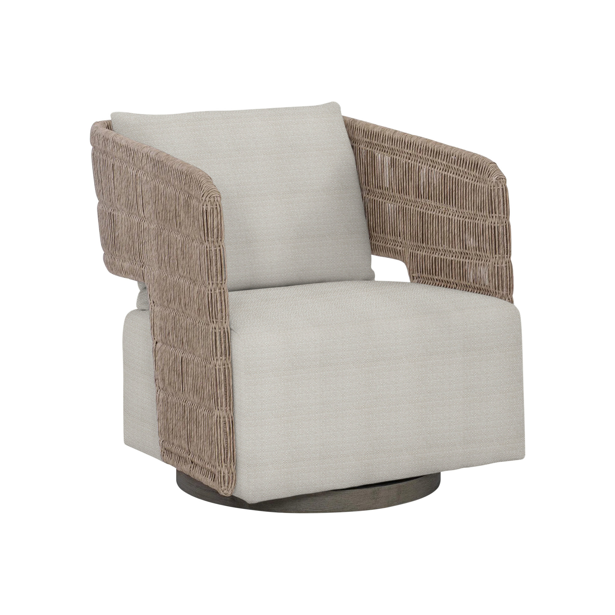 Maldives Swivel Patio Chair with Cushions, Beige Linen 6025-012