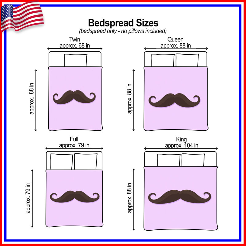 Couvre-lit matelassé courbé brun moustache toutes tailles, Full / Double