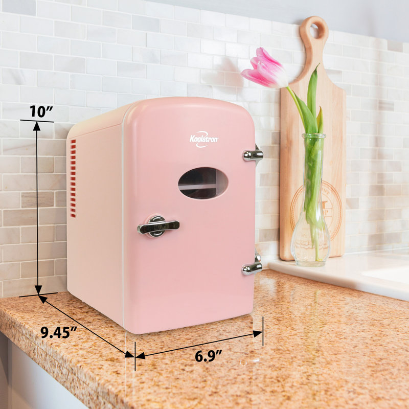 Koolatron 4.2 Qt. Countertop Portable Mini Fridge Retro Style, Pink