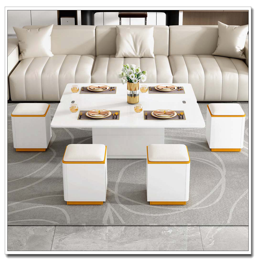 Latitude Run® Lift-Top Coffee Table with 4 Storage Stools | Wayfair