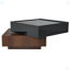 Table basse multifonctionnelle carrée rotative à 360 ° avec 2 tiroirs