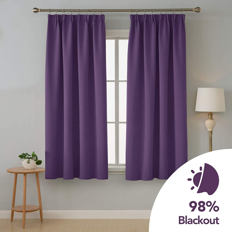Fari Blackout Curtain Pair, 117cm W x 138cm D, Coral Pink