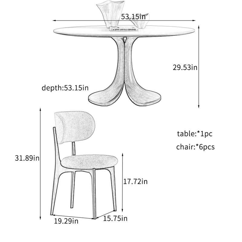 Stylish and Sturdy Dining Table Sets., 29.53"H x 53.15"L x 53.15"W