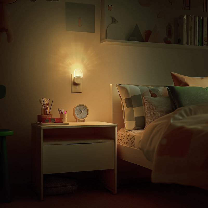 White Plug-In Dimmable Night Light With Acrylic Decor And 3000K Light