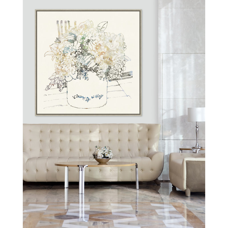 Modern Bouquet 3 Print by Rita Taverni, Silver Floater Framed, 31" H x 31" W