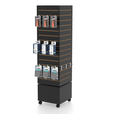 Huzjiehui 16”w * 16”d * 60”h - Black Slatwall Tower, Slatwall Display Tower,slatwall Rotating Spinner Rack For Store Fixtures