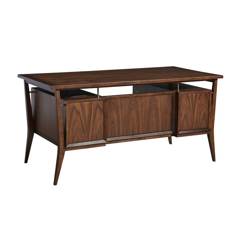 Studio Designs Solid Wood Writing Desk with Built-In Electrical Outlet