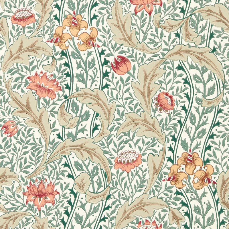 Wild Tulip & Vine, Coral/Teal
