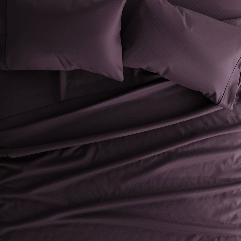 Twin Purple Embossed Microfiber Deep Pocket Sheet Set