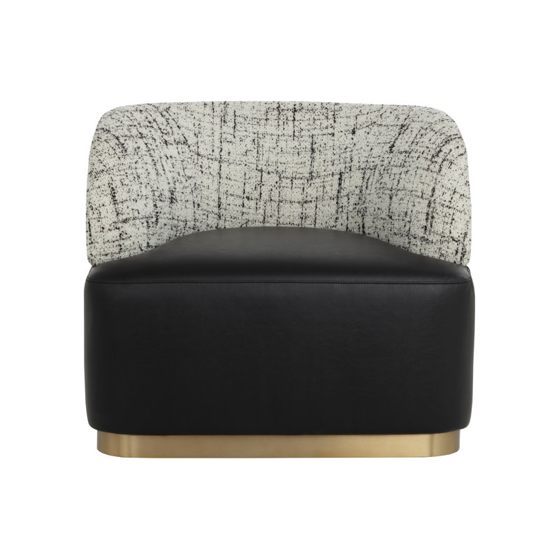 Swivel Lounge Chair, Black Faux Leather;Acrylic;Polyester