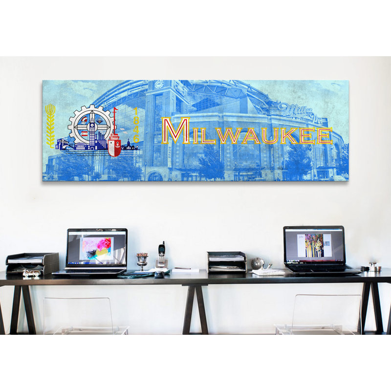 Milwaukee flag, impression panoramique, impression sur toile, H 16 po x l 48 po x P 1,5 po