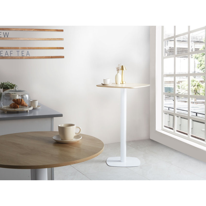 Bar Table Banerjee 60 cm 60 cm, White, Light Brown