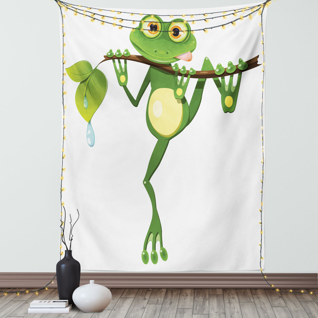 Wandbehang Kleiner Frosch auf Ast des Baumes im Regenwald Natur Dschungel Leben Kunst Erde