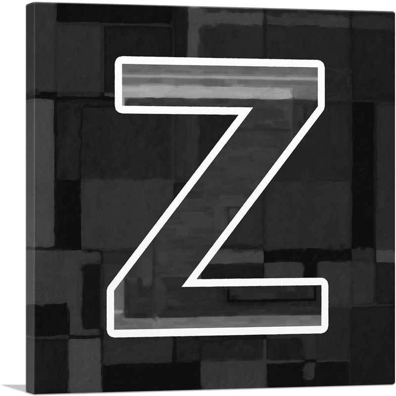 «Modern Modern Black White Alphabet lettre Z», reproduction d'art textuel sur toile tendue, H 36 po x l 36 po x P 0,75 po