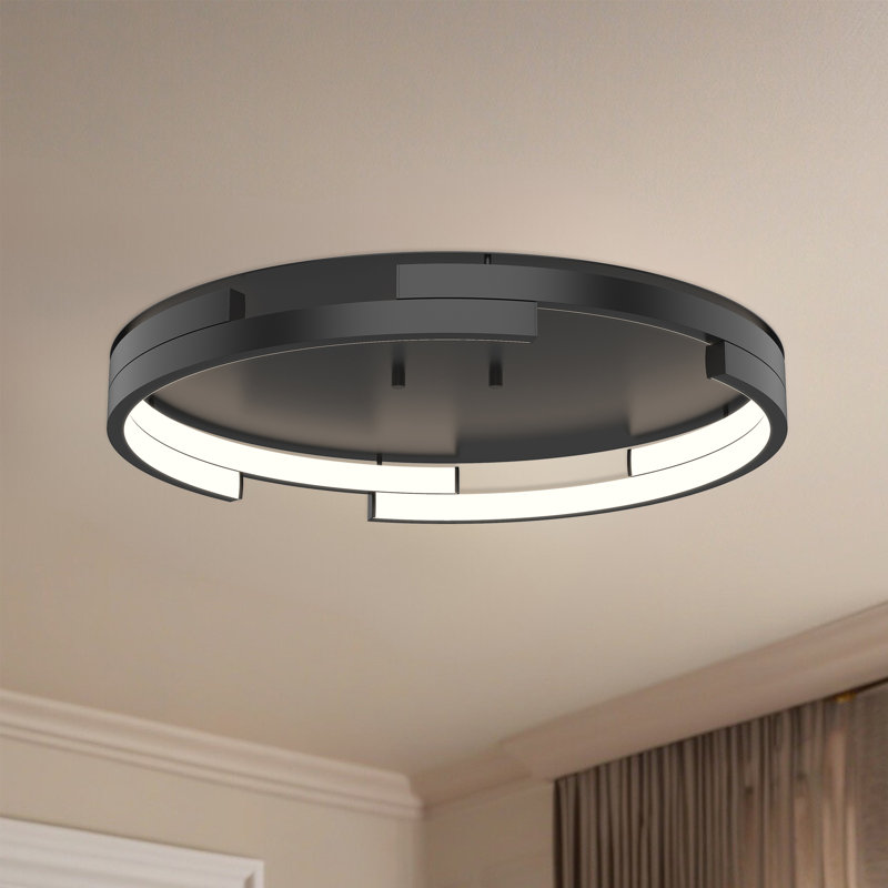 Anello Minor 19" Black LED Flush Mount with Brushed Nickel
