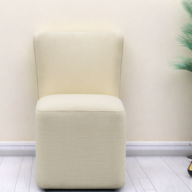 Chaise de salle à manger mobile moderne, rembourrée de crème, conception compacte pour la maison et la cuisine