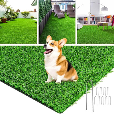 Realistic Artificial Grass Rug Indoor Outdoor, Dog Grass...