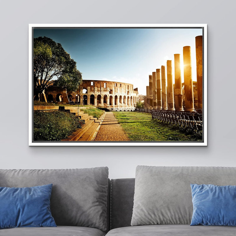Architecture, Colisée, Rome, Italie, H 24 po x l 36 po x P 1,5 po, Cadre blanc