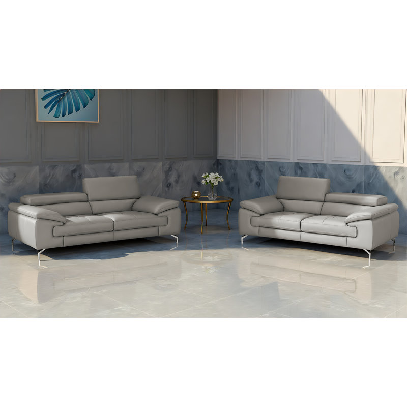 Causeuse en cuir Seemab en gris