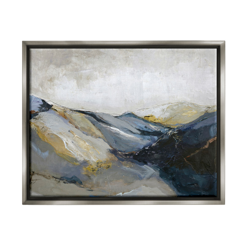 «Abstract Mountain Peaks Landscape» par Design Fabrikken, peinture sur toile à cadre flottant, H 17 po x l 21 po x P 1,7 po