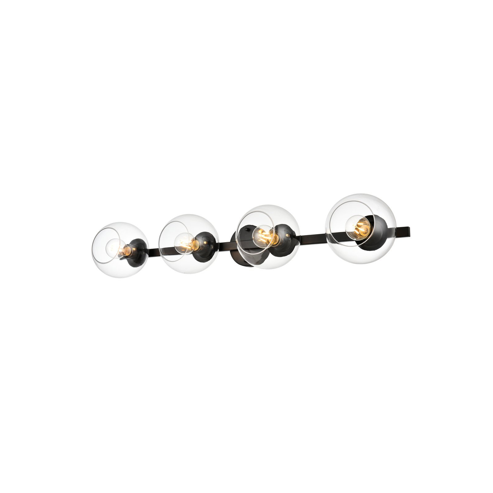 Nathalie 2 Light Glass Dimmable Armed Sconce, Black, 7" H x 37" W x 37" D, 4 Lights
