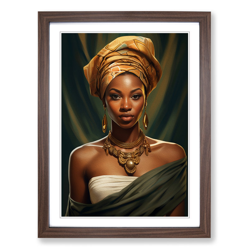 African Woman Classicism - Framed Print, Walnut Framed, 64cm H x 46cm W x 2cm D