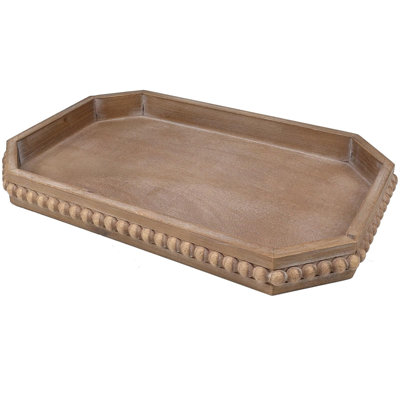 Brown Rustic Wooden Beaded Tray For Wedding Holiday Table Centerpiece