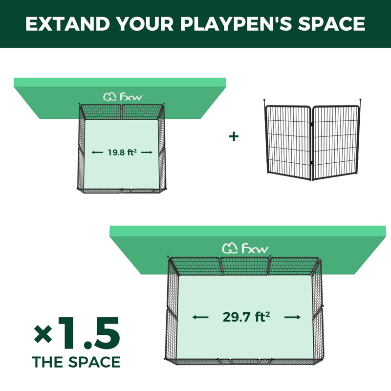FXW Instant Unleashed Dog Playpen, Portable Pet Fence for Outdoor, RV Trips, and Camping, 40inch, 2 Panels for Medium and Large Dogs│Patented