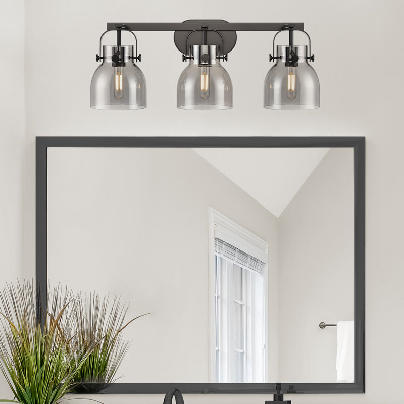 Slovan Dimmable Vanity Light, Smoke, Matte Black, 3 Lights