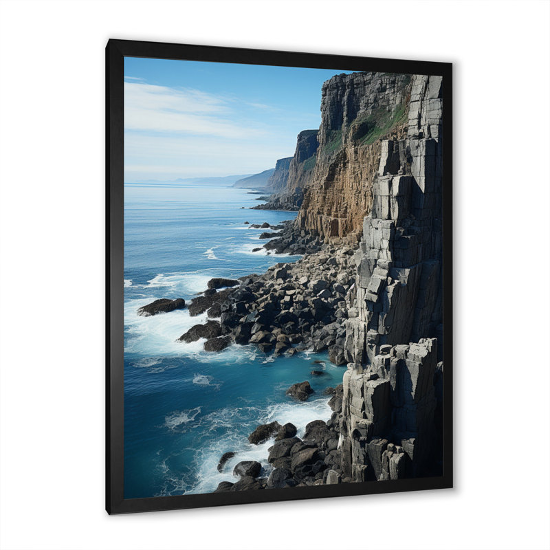 Falaises de l'océan côtier Sneaton I, Cadre photo noir, H 32 po x l 24 po x P 1 po