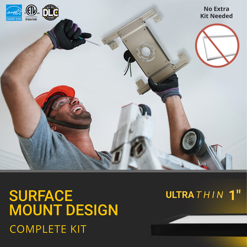 Matte Black 12" Square LED Surface Mount Panel Light, 4-Pack