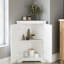 Armoire de coin autoportante blanche avec 2 portes et tablette réglable - pour la salle de bain, la cuisine et le salon