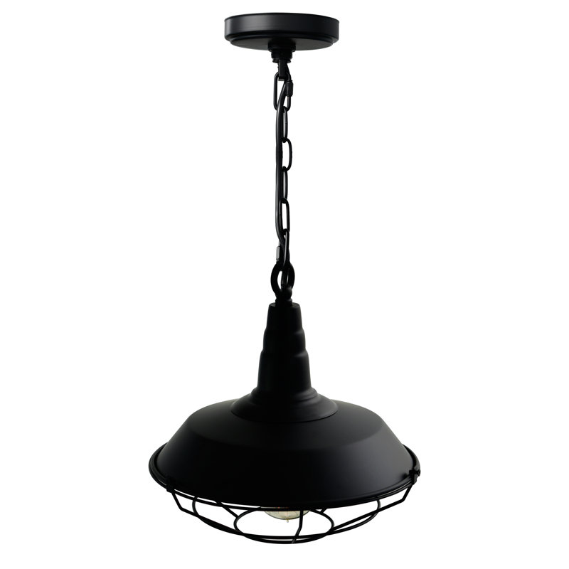 Joey 14'' Black Pendant Light - Adjustable Farmhouse & Industrial Hanging Fixture – 1 Light Mini Dome Chandelier for Kitchen Island, Dining Room, or Entryway