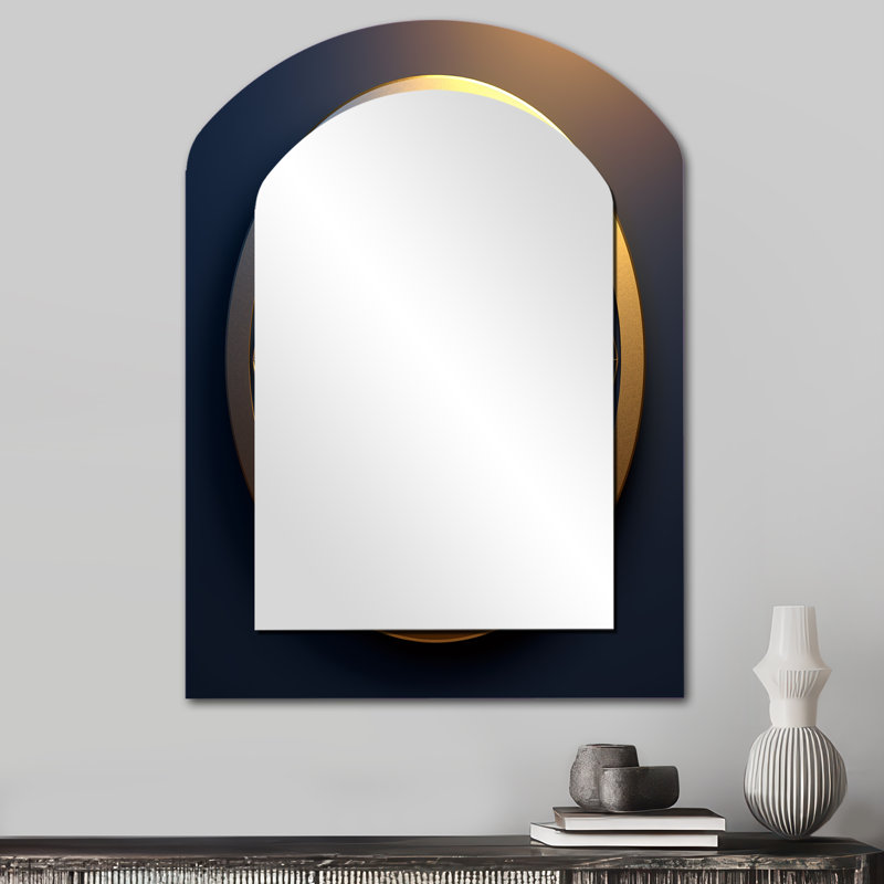 Sacrement bleu sacré géométrie sceau - miroir mural géométrique, miroir décoratif asymétrique doré, 34 po x 25 po