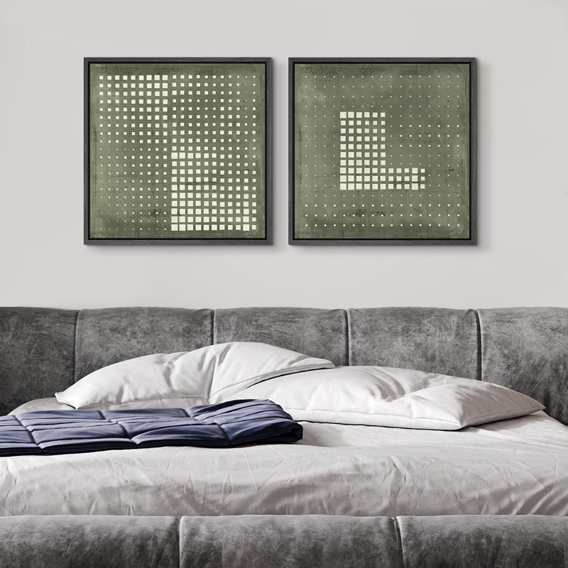 Motif géométrique vert, illustrations, art moderne abstrait, minimaliste, détente / calme, décor neutre, Cadre flottant noir
