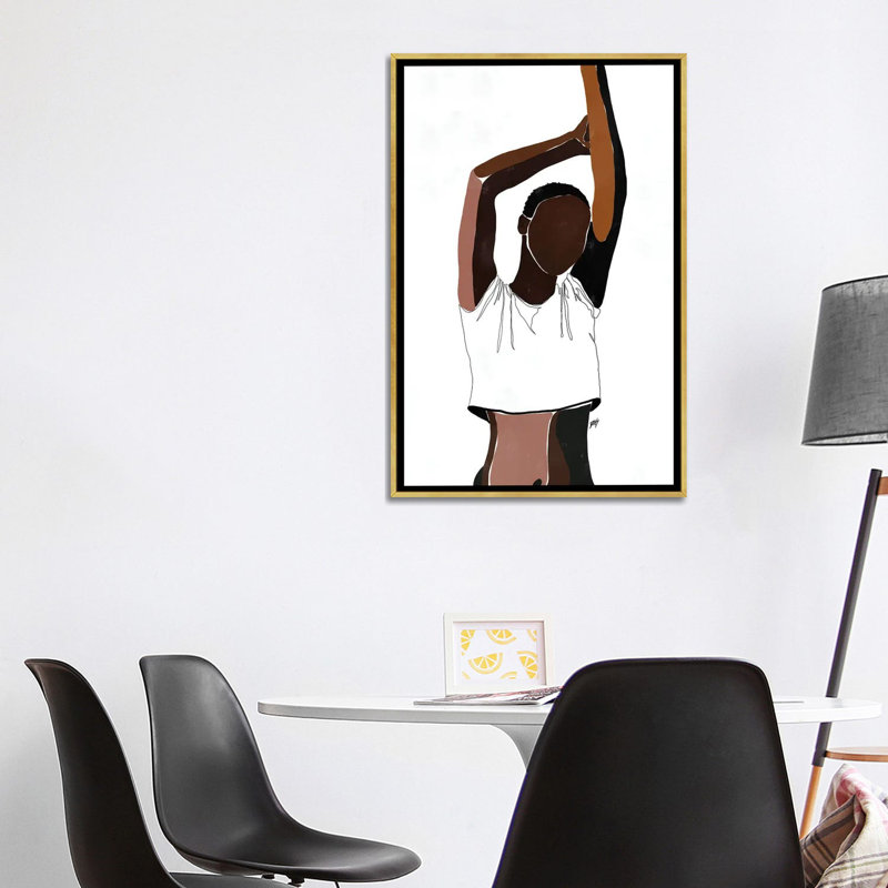 Sienna Nicole-impression d’art graphique, H 40 po x l 26 po x P 1,5 po, Toile encadrée d'or, Pas de tapis