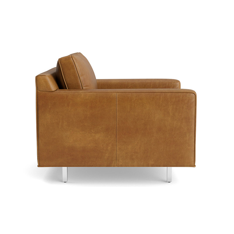 Hunter Upholstered Armchair, Polished Stainless Steel, Bedford - Saddle