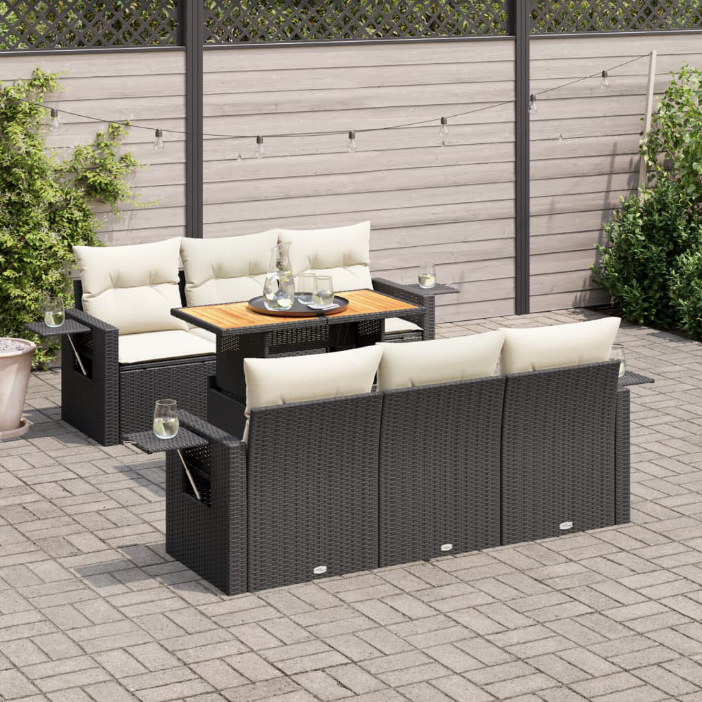 7-Tlg. Garten-Sofagarnitur Mit Kissen Poly Rattan