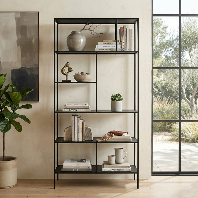 Winthrop 182.9cm H x 91.4cm W Steel Standard Bookcase, Black