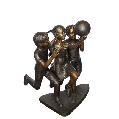 Statue en bronze, art sportif pour enfants, taille réelle, collection Nifao 44 po x 35 po x H 45 po