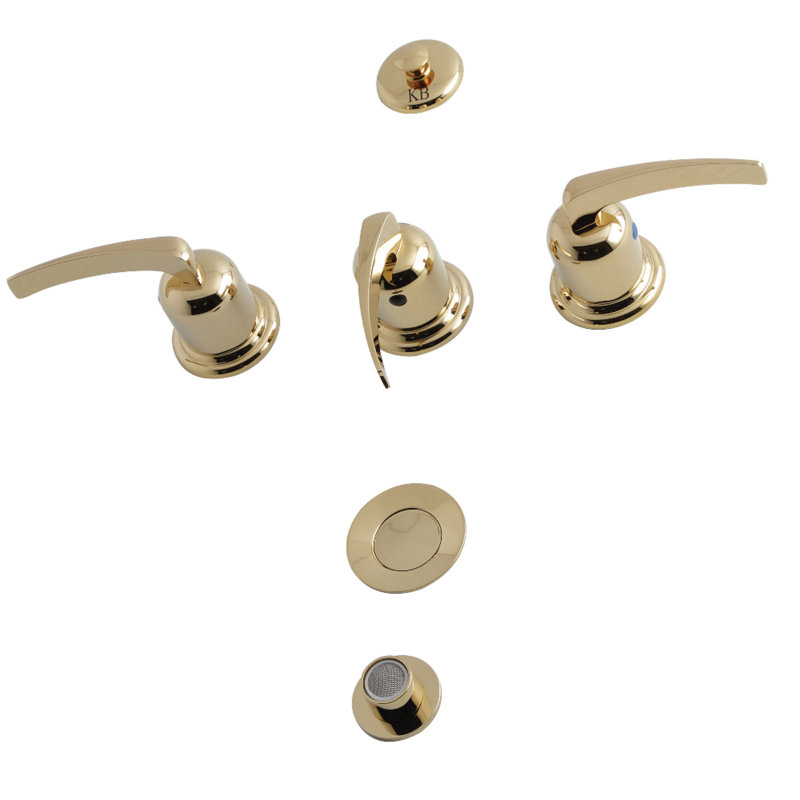 Kingston Brass Centurion Three-Handle Vertical Spray Bidet Faucet with Brass Pop-Up, Polished Brass