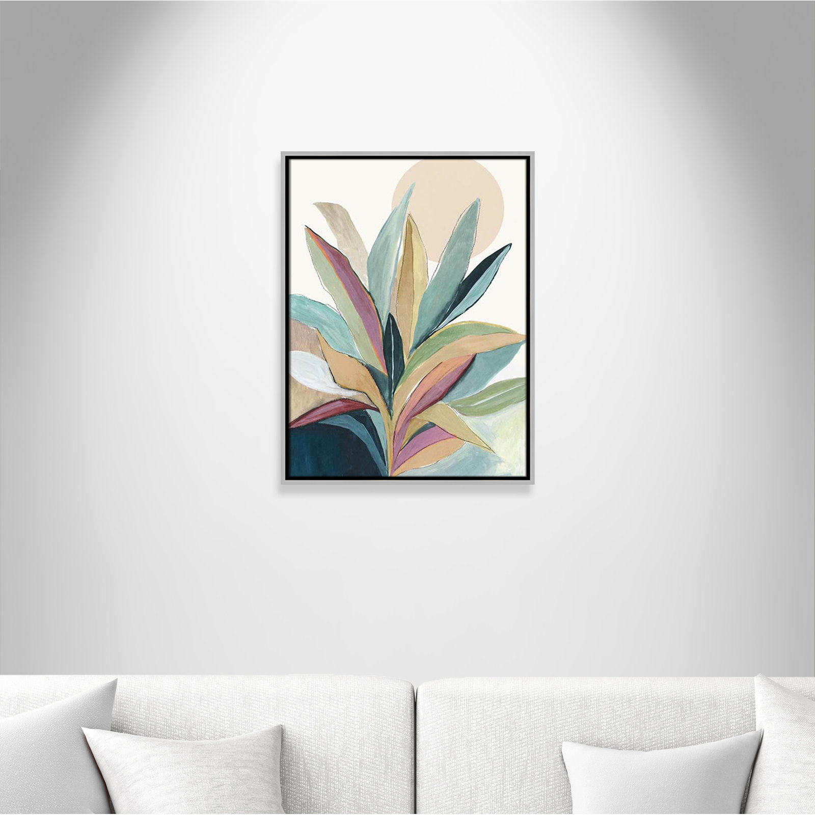 Sherbrooke Sunny Bright Leaves I by Asia Jensen Print, No Mat, Silver Floater Framed, 25.5" H x 19.5" W x 2" D