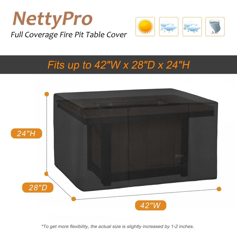Outdoor Fire Pit Cover, 24"H x 42"W x 28"D