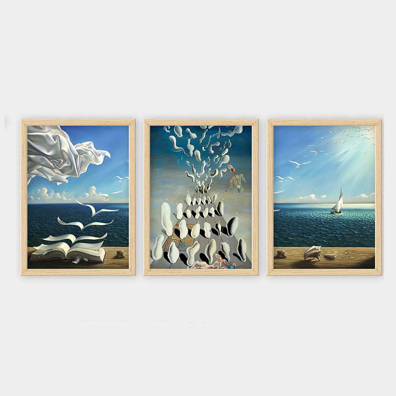 Ensemble de 3 peintures élégantes encadrées décoratives, 13,8 x 17,7 pouces chacune | 100% bois avec cadre 100% polystyrène (épaisseur: 0,8 pouce) | Impression numérique UV, parfaite pour le salon et la décoration intérieure