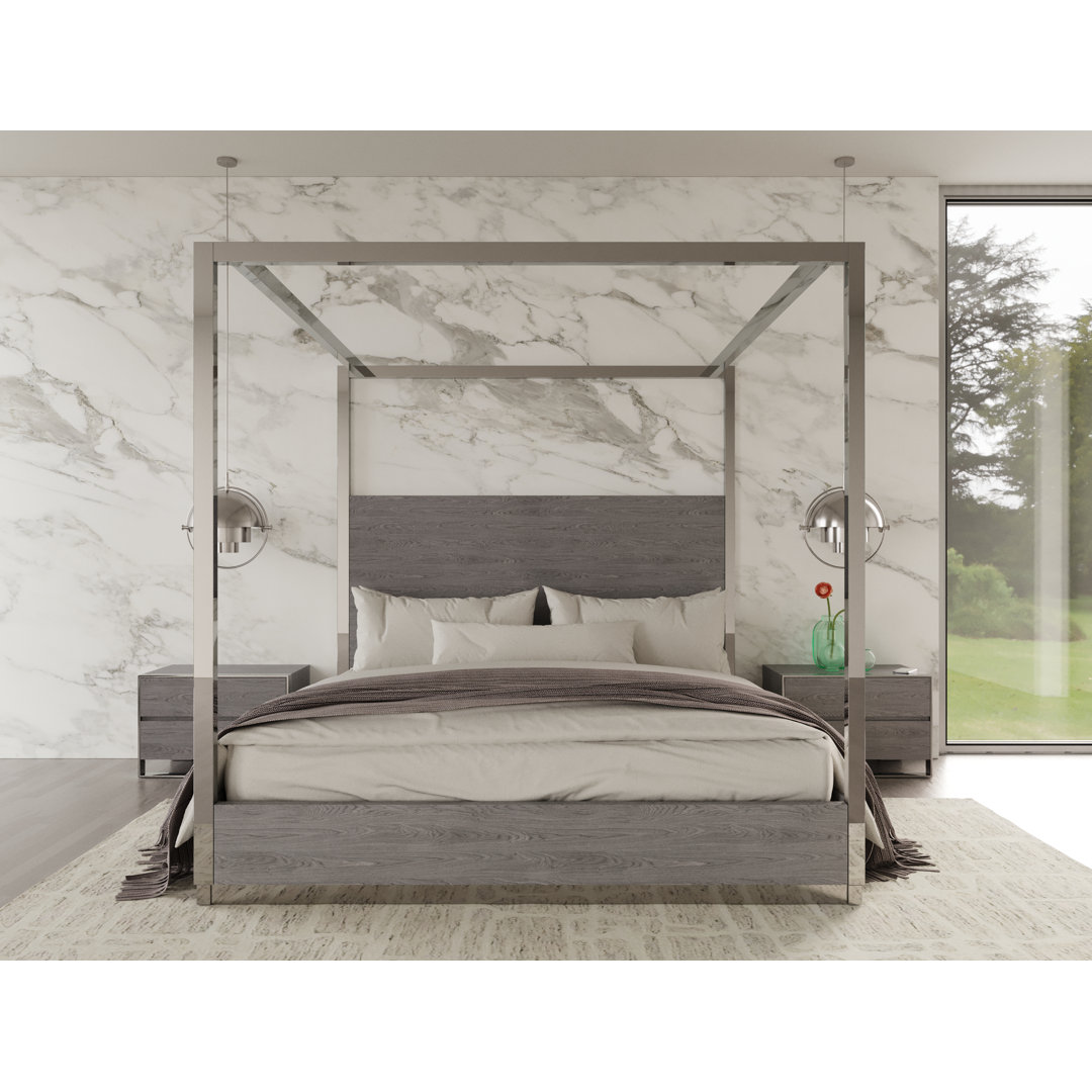 Wensley Gray Elm Canopy Bed Hokku Designs