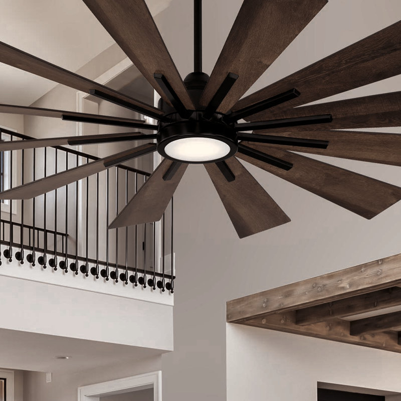 Archibald 60'' Ceiling Fan with LED Lights, Matte Black with Antique Oak Blades