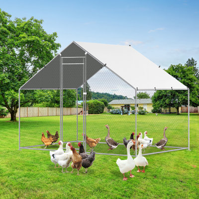 Poulailler de grande taille pour 6/12 poulets avec une housse imperméable et un enclos à poulets en treillis en métal pour l'extérieur