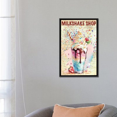 Milkshake Shop - reproduction d'art murale - toile encadrée