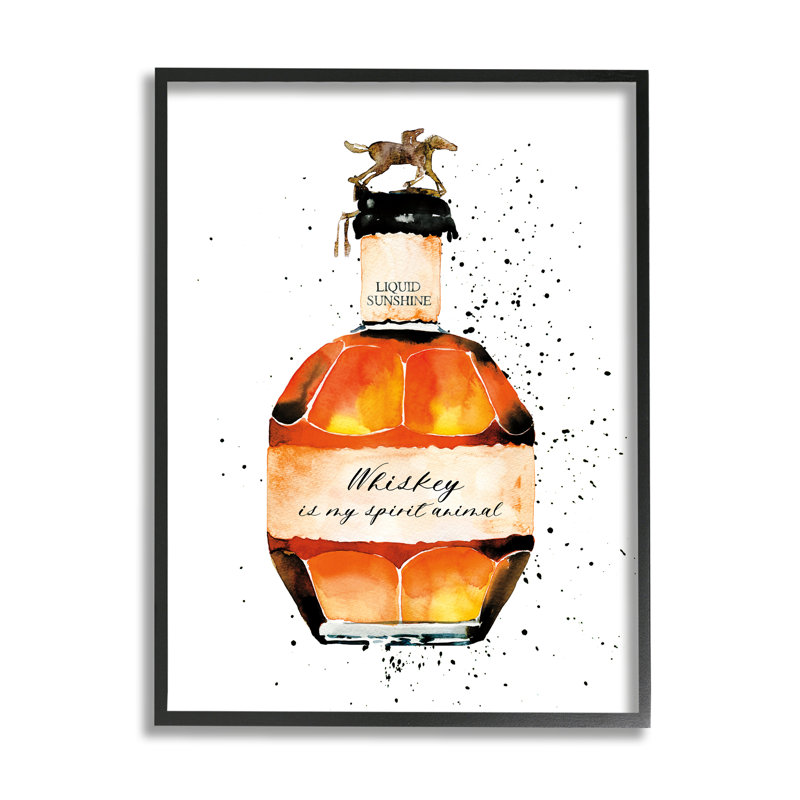 Whiskey Is My Spirit Animal Quote, H 20 po x l 16 po, Giclée encadrée noir minuit